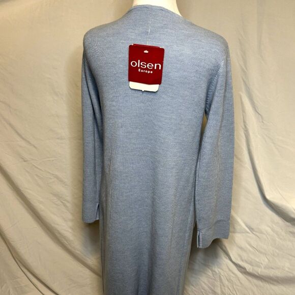Olsen Knitted Blazer Baby Blue Cardigan Sweater Long Sleeve Womens Designer NWT - Picture 5 of 8